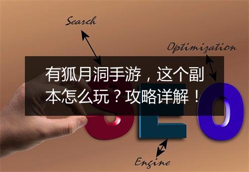有狐月洞手游，这个副本怎么玩？攻略详解！