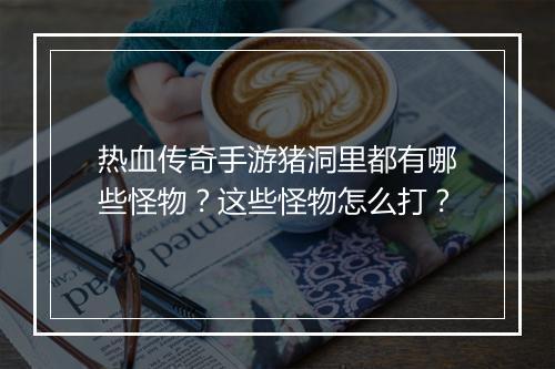 热血传奇手游猪洞里都有哪些怪物？这些怪物怎么打？