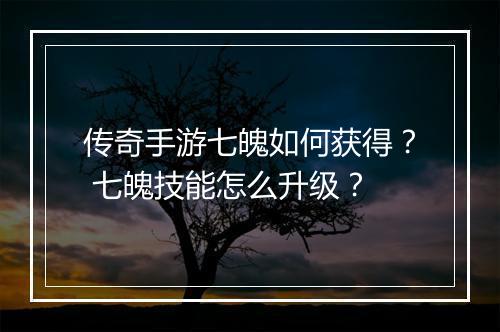 传奇手游七魄如何获得？ 七魄技能怎么升级？