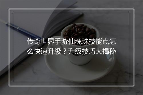 传奇世界手游仙魂珠技能点怎么快速升级？升级技巧大揭秘