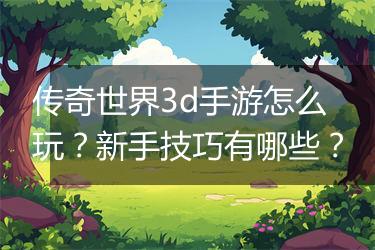 传奇世界3d手游怎么玩？新手技巧有哪些？