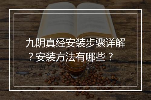 九阴真经安装步骤详解？安装方法有哪些？
