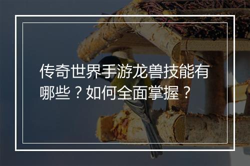 传奇世界手游龙兽技能有哪些？如何全面掌握？