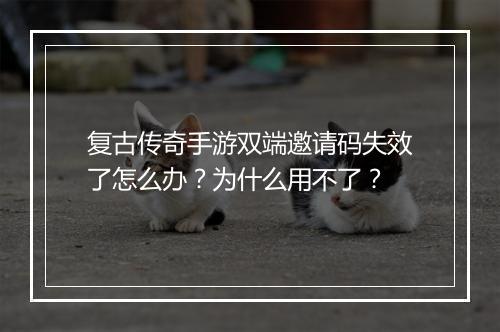 复古传奇手游双端邀请码失效了怎么办？为什么用不了？