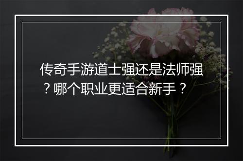 传奇手游道士强还是法师强？哪个职业更适合新手？