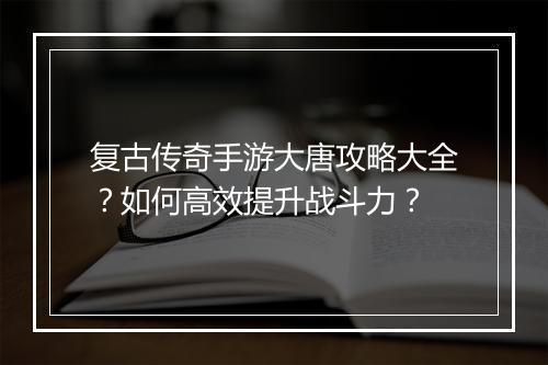 复古传奇手游大唐攻略大全？如何高效提升战斗力？