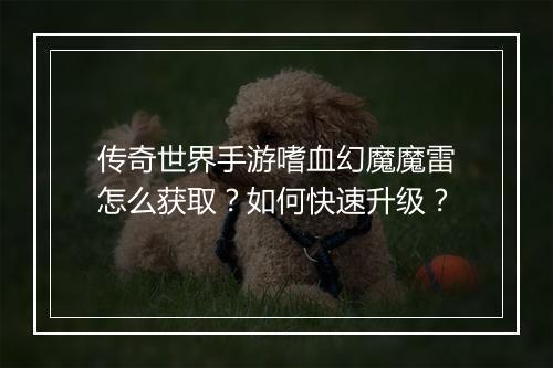 传奇世界手游嗜血幻魔魔雷怎么获取？如何快速升级？