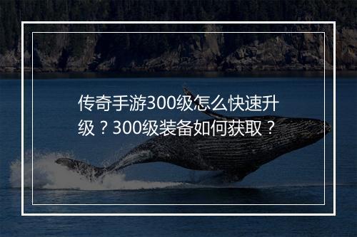 传奇手游300级怎么快速升级？300级装备如何获取？