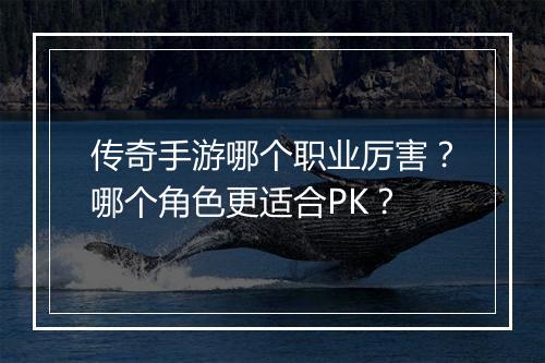 传奇手游哪个职业厉害？哪个角色更适合PK？