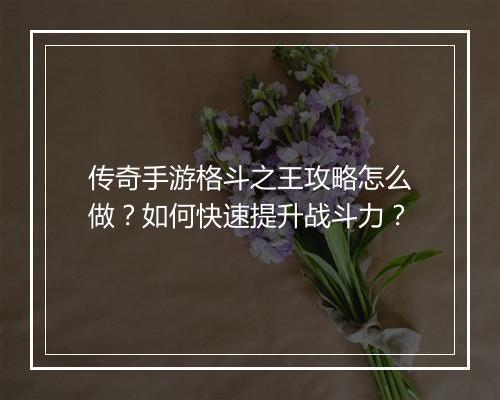 传奇手游格斗之王攻略怎么做？如何快速提升战斗力？