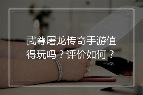 武尊屠龙传奇手游值得玩吗？评价如何？