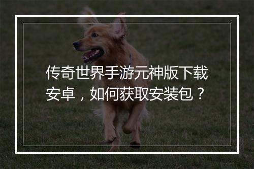 传奇世界手游元神版下载安卓，如何获取安装包？