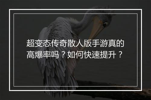 超变态传奇散人版手游真的高爆率吗？如何快速提升？