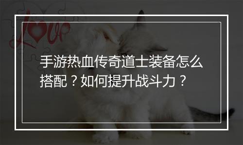 手游热血传奇道士装备怎么搭配？如何提升战斗力？