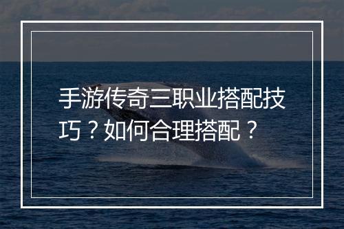 手游传奇三职业搭配技巧？如何合理搭配？