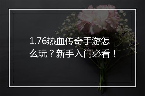 1.76热血传奇手游怎么玩？新手入门必看！