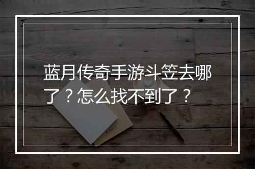 蓝月传奇手游斗笠去哪了？怎么找不到了？