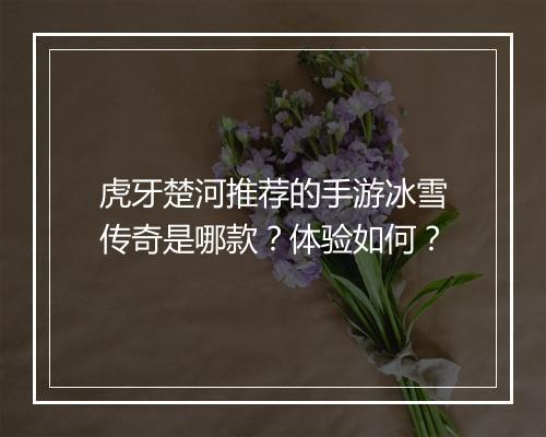 虎牙楚河推荐的手游冰雪传奇是哪款？体验如何？