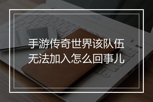 手游传奇世界该队伍无法加入怎么回事儿