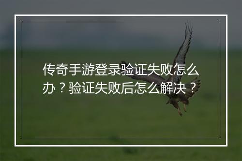 传奇手游登录验证失败怎么办？验证失败后怎么解决？