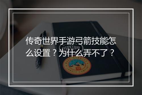 传奇世界手游弓箭技能怎么设置？为什么弄不了？
