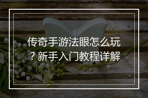 传奇手游法眼怎么玩？新手入门教程详解