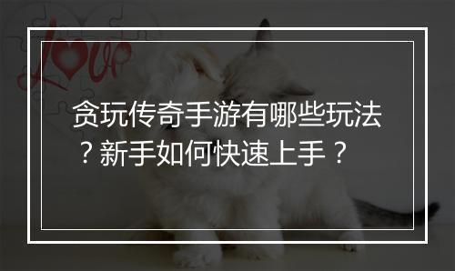 贪玩传奇手游有哪些玩法？新手如何快速上手？
