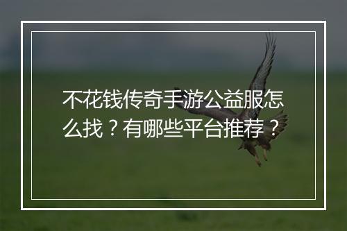 不花钱传奇手游公益服怎么找？有哪些平台推荐？