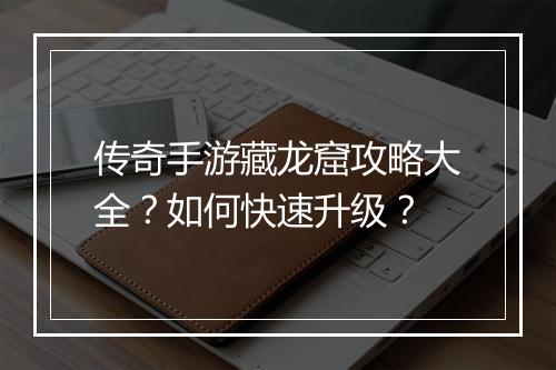 传奇手游藏龙窟攻略大全？如何快速升级？