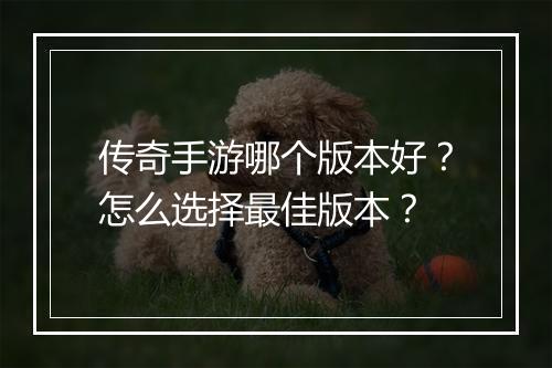 传奇手游哪个版本好？怎么选择最佳版本？