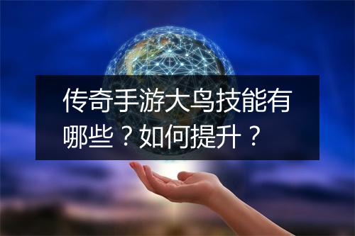 传奇手游大鸟技能有哪些？如何提升？