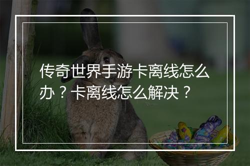 传奇世界手游卡离线怎么办？卡离线怎么解决？