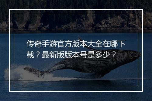传奇手游官方版本大全在哪下载？最新版版本号是多少？