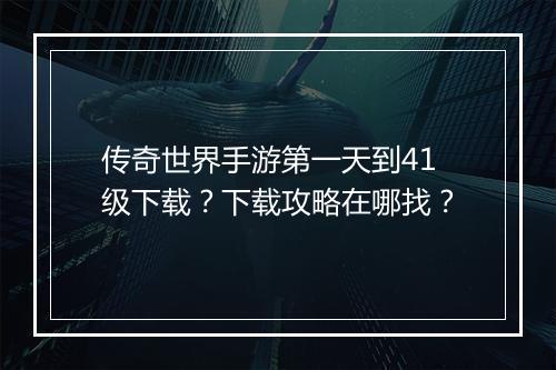 传奇世界手游第一天到41级下载？下载攻略在哪找？
