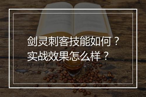 剑灵刺客技能如何？实战效果怎么样？