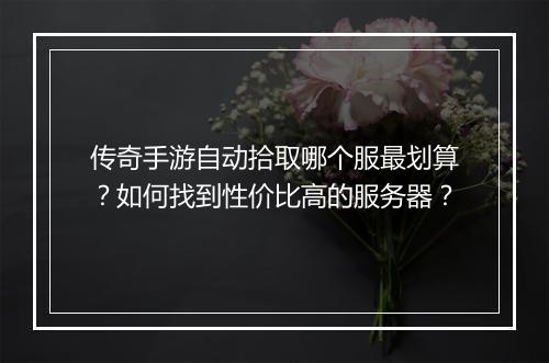 传奇手游自动拾取哪个服最划算？如何找到性价比高的服务器？