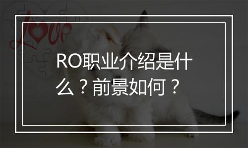 RO职业介绍是什么？前景如何？
