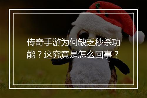 传奇手游为何缺乏秒杀功能？这究竟是怎么回事？