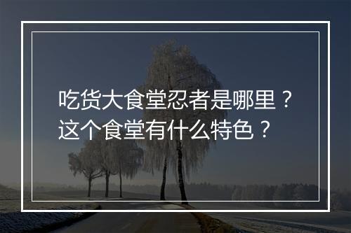吃货大食堂忍者是哪里？这个食堂有什么特色？