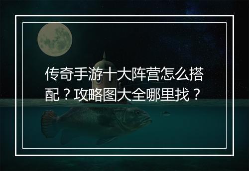 传奇手游十大阵营怎么搭配？攻略图大全哪里找？
