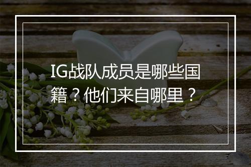 IG战队成员是哪些国籍？他们来自哪里？
