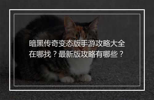 暗黑传奇变态版手游攻略大全在哪找？最新版攻略有哪些？