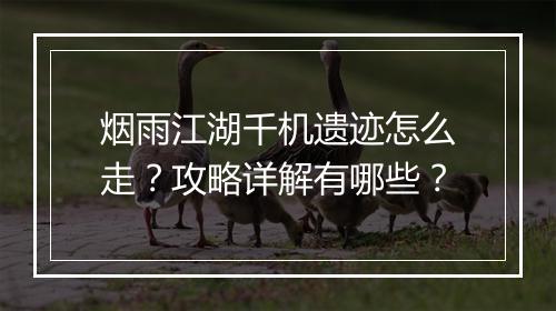 烟雨江湖千机遗迹怎么走？攻略详解有哪些？