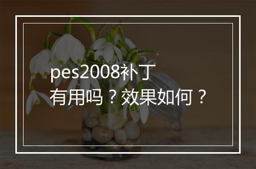 pes2008补丁有用吗？效果如何？