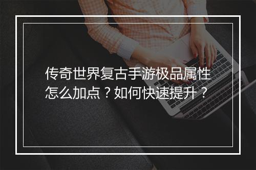 传奇世界复古手游极品属性怎么加点？如何快速提升？