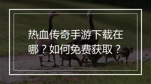 热血传奇手游下载在哪？如何免费获取？