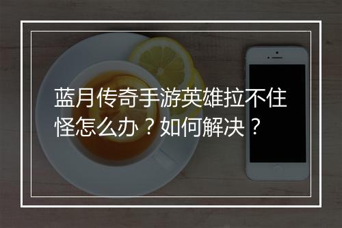 蓝月传奇手游英雄拉不住怪怎么办？如何解决？