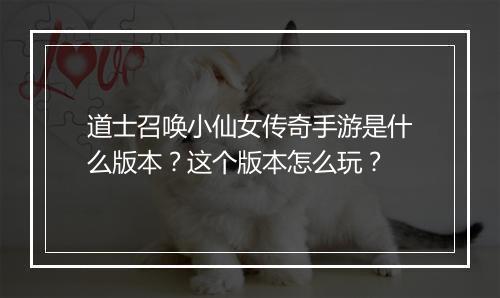 道士召唤小仙女传奇手游是什么版本？这个版本怎么玩？
