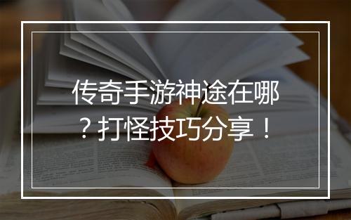 传奇手游神途在哪？打怪技巧分享！