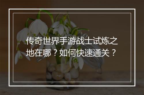 传奇世界手游战士试炼之地在哪？如何快速通关？